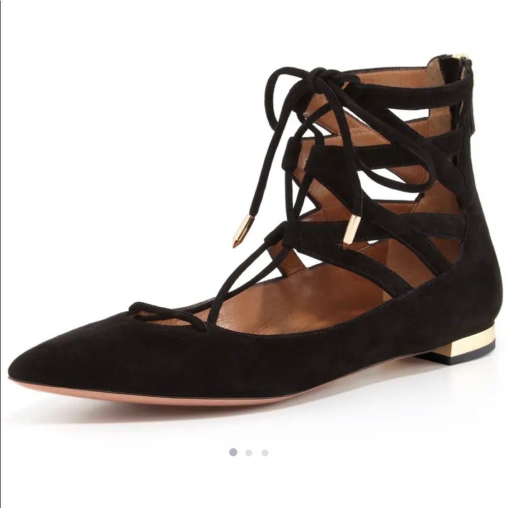 AQUAZURRA Belgravia Lattice Suede Flat, Black